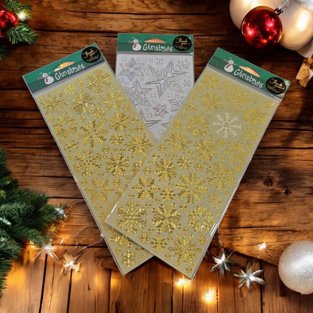 Christmas Crafts 2009 Gold Snowflakes and Silver Stars Holiday Outlines Stickers